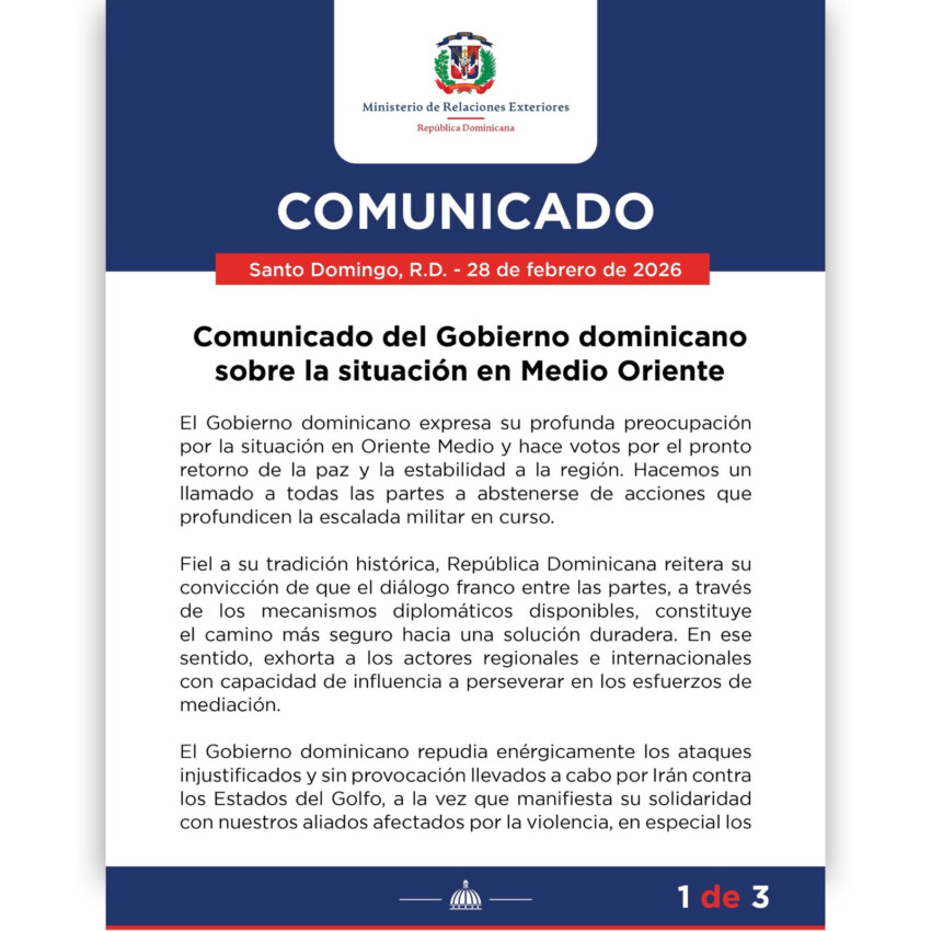 Gobierno dominicano manifiesta preocupación por Medio Oriente