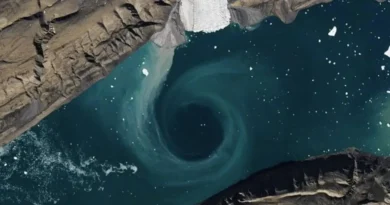 Impactante remolino en el Ártico canadiense visto por satélite NASA