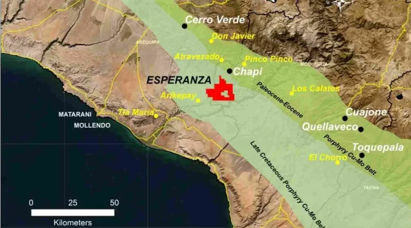 Proyecto Esperanza en Arequipa presenta leyes de cobre del 2,29%
