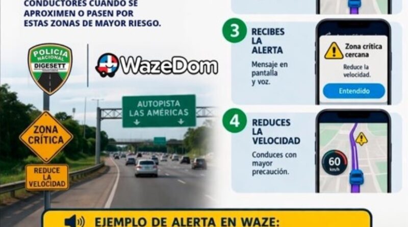 Waze incorpora alertas de zonas críticas en las vías de RD