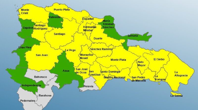 COE emite alerta amarilla en 21 provincias por vaguada